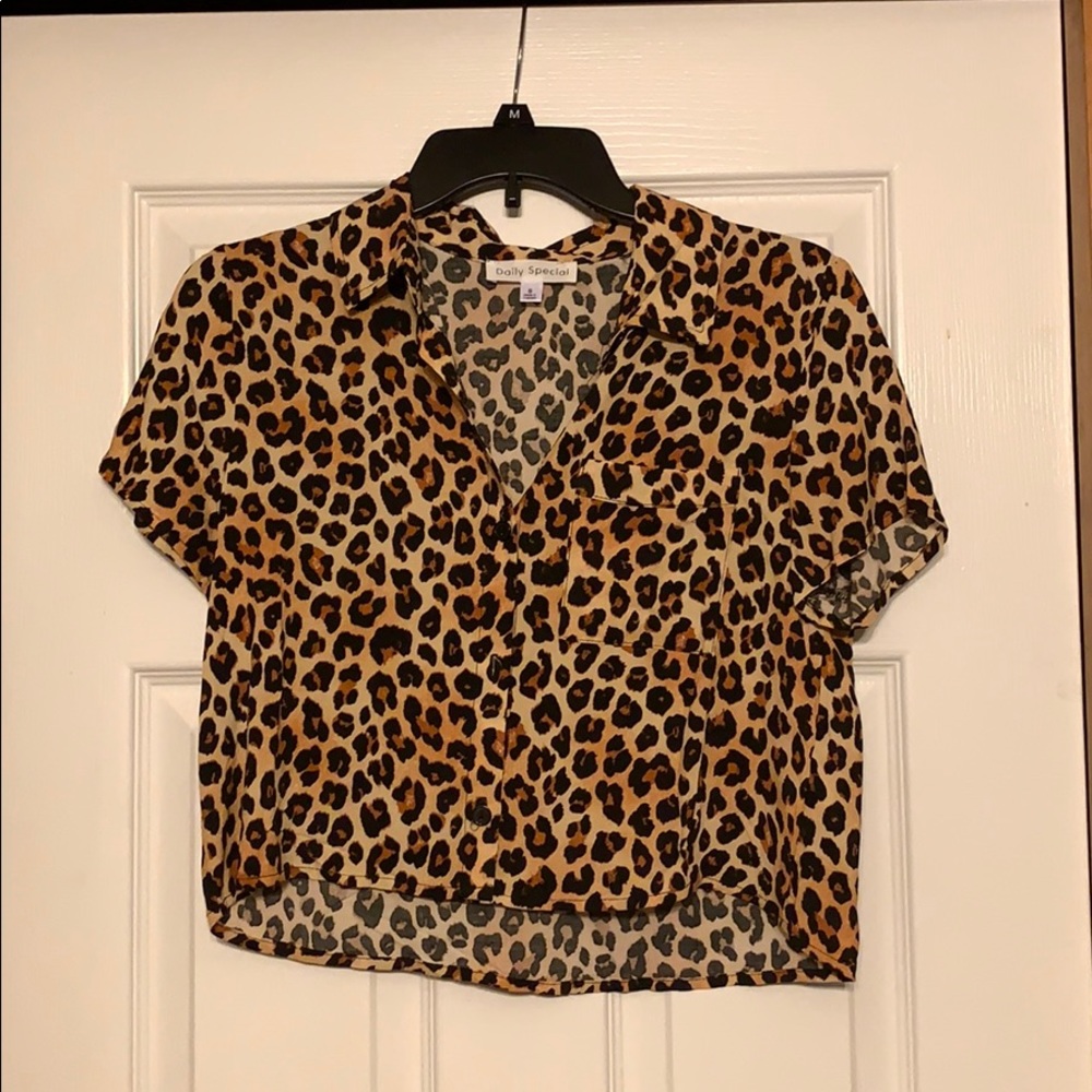 Short sleeve button up crop top